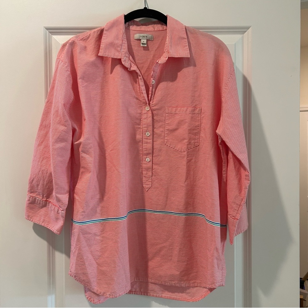 Orange Striped Partial Button Down - image 1